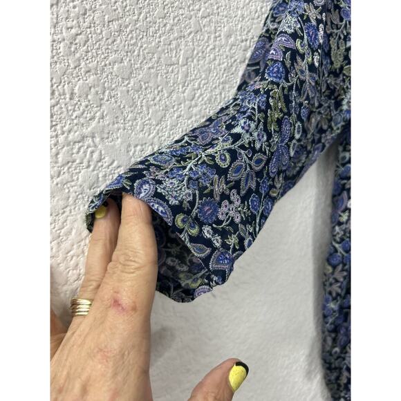 Vintage ZASHI Blue Floral Fairy Grunge 2 Pc Boho Tank Dress Maxi Top Set Size S - Picture 2 of 16